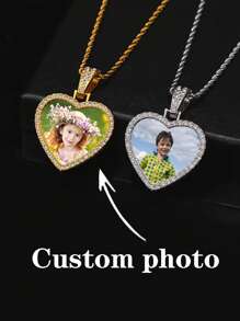 Customized Picture Necklace, Photo Pendant For Wife, Personalized Photo Heart Necklace Engraved With Your Special Moments Gold, Silver Stylish Valentines, Gold, Frosted Gold, Stylish, Colorful, Vintage, Simple, Unisex, Casual, Cuties, Custom, Personalized, Unique, Ideal Gifts For Him, Ideal Gifts For Her, Her, Boyfriend, Girlfriend, Dad, Mom, Family, Friends, For Anniversaries, For Birthdays, For Graduation, For Prom, For Party, Prom Season