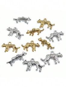 10 pièces/paquet 2 couleurs 15*24mm Pendentifs charms 3D animaux, ornement léopard double face élégant pour la fabrication de bijoux DIY, cadeau de vacances