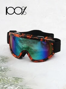 1 pereche de ochelari unisex cu ramă mare pentru PC, ochelari sport cu lentile de vedere nocturnă, ochelari de schi casual cu acoperire oglindită, potriviți pentru purtarea peste ochelari de vedere cu prescripție medicală, pentru schi, motociclete, curse off-road și sporturi în aer liber