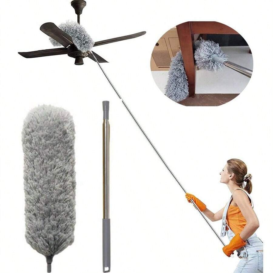 Microfiber Duster For Cleaning With Washable Retractable Extension Cable 2.8m Dust Cleaning - Grey - View 1