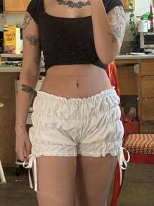 Women's Pajama Shorts Lace Trim Plaid Elastic Waist Comfy Sleep Shorts Summer Casual Pajama Bottoms