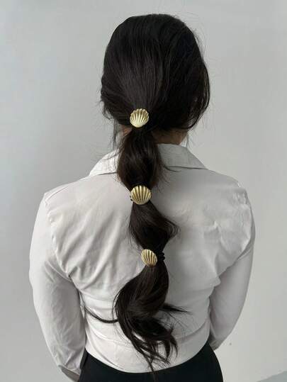 3个新款海洋贝壳发圈，优雅百搭的发饰，高弹力发绳，女士礼物，马尾辫发圈，发圈，橡皮筋发带，发绳