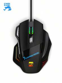 Cibercafé Ratón Para Juegos De Alta Calidad RGB Retroiluminado Con Cable Conexión USB Ratón De Control De 7 Botones De Juego De Fuego