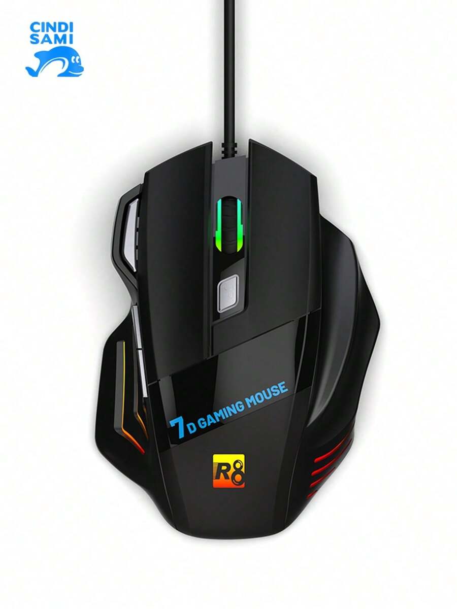 Cibercafé Ratón Para Juegos De Alta Calidad RGB Retroiluminado Con Cable Conexión USB Ratón De Control De 7 Botones De Juego De Fuego