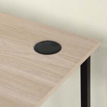 Mainstays Two-Way Convertible Desk With Lower Storage Shelf, Black Wood Grains Finish And Black Metal Frame - 米色 - 查看 8