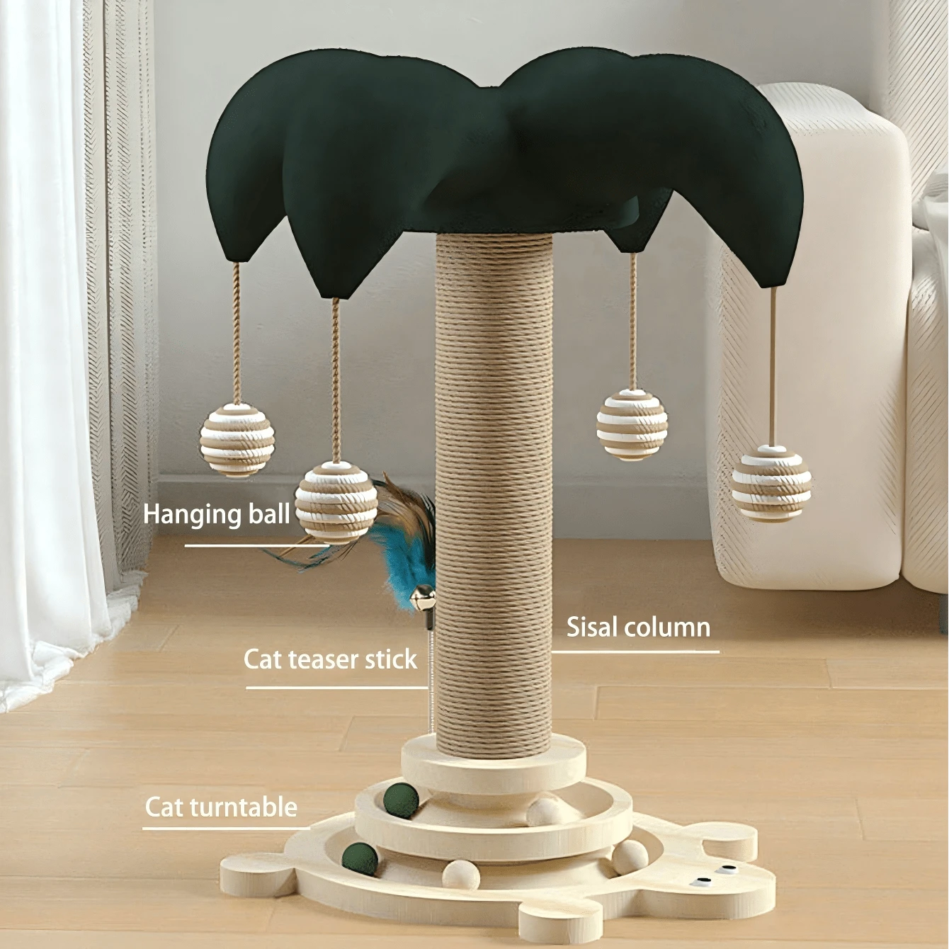 1pc Cat Scratching Post With Raised Vertical Scratching Board, Sisal ...