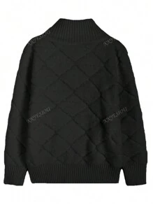 Women Zip-Up Knit Cardigan Sweater Jacket With Stand Collar, Autumn/Winter