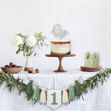 3 Peças/Conjunto Grinalda Floral Feita à Mão, Guirlanda e Boné de Aniversário, Suprimentos para Festa Decoração de Festa de Aniversário Temática da Floresta, Adereços de Foto Tema de Animais do Zoológico da Natureza, Decoração de Quarto