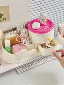 带抽屉的梳妆台收纳盒，珠宝和化妆品收纳盒，用于化妆刷、眼影、乳液、口红、指甲油，适用于梳妆台、浴室、卧室