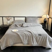 1pc Thickened Double-Sided Wool Blanket, Soft & Warm Fluffy Plush Blanket, Faux Rabbit Fur, Multi-Functional For Sofa, Bed, Outdoor Camping, All Season Gift, Modern Style, Machine Washable, Assorted Colors, Patchwork, Polyester Material - Multicolor - View 9