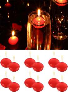 1/4pcs Red Floating Candles, Royal Imports Floating Candles, Unscented Dripless Wax Discs, Suitable For Dining Table Decor, Weddings, Parties, Holidays, Valentine's Day Party Supplies, Gifts, Graduations - Red - View 1