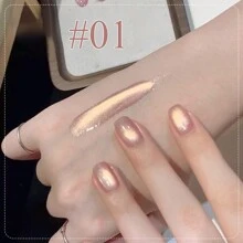 MISS SHAKA 10ml 深秋之恋猫眼凝胶指甲油新款流行闪粉金色瓷白色玻璃珠猫眼美甲美甲用品圣诞指甲 - 彩色 - 查看 2