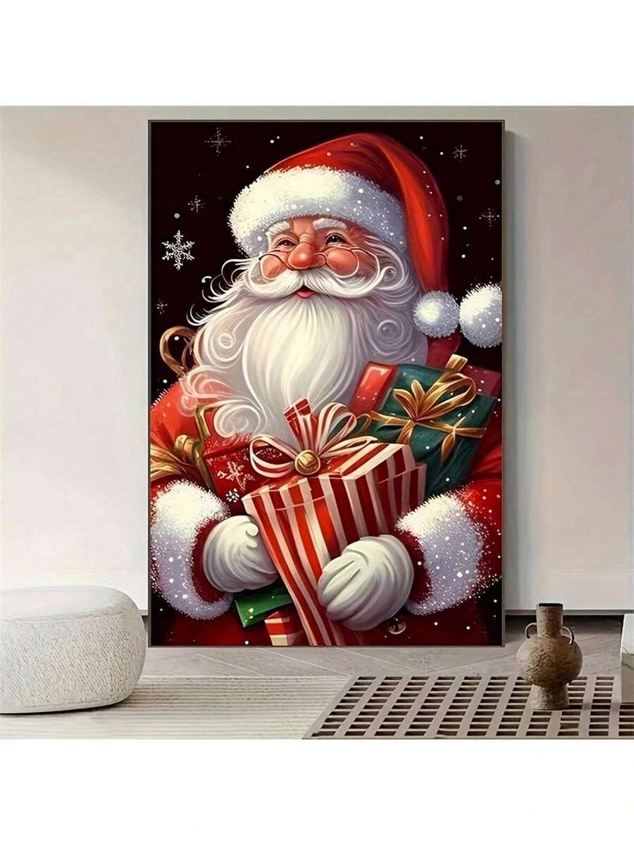Printed Poster, Santa Claus Wall Art, Bathroom, Bedroom, Office, Living Room, Home Decor, 1 Oil Painting In Wood Frame (3) Thickness 2.25cm/0.9Inch, High Quality Wall Painting Poster, Direct Wall Painting, Home Gift Decoration, Room Decoration Aesthetics, Wall Decoration Art, Gift, Decoration, Perfect Gift, Living Room, Bath Room, Bedroom, Kitchen - 12*08inch(30*20CM) - View 1