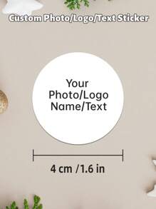 15/35/70/140/350 Pcs Custom Stickers, Round 4x4cm(1.6x1.6in) On White Color Base, Supporting Image/Logo/Text/Font/Color Customization, Suitable As Greeting Stickers/Name Stickers/Gift Stickers/Envelope Sealers For Wedding, Christmas & New Year And Other Holiday Gift Box, Also Great For Brand Promotion For Company/Pet Store/Cake&Bakery/Florist And Other Business Etc