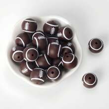 10/40pcs Sports Ball Themed Silicone Round Beads, All Kinds Of Football, Baseball, Basketball, Baseball Pattern Silicone Loose Beads,Jewelry Making DIY Necklace Bracelet Keychain Pendant Bead Pen Handmade Accessories And Home Decoration Craft Supplies