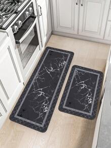 1pc Black Marble Pattern Printed Kitchen Floor Mat, Soft Crystal Velvet Absorbent Anti-Slip Rug For Kitchen, Dining Room, Living Room, Home Use Gifts Birthday Graduation Room Decor Home Decor Bathroom Decor Bedroom Decor Room Decoration Stuff Living Room Decor Office Decor House Decor Home Decor Living Room Bathroom Rug Room Decor Aesthetic Carpet Rugs - Multicolor - View 6