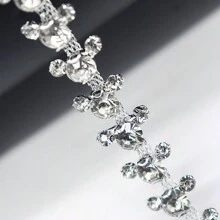 1pc Luxury Rhinestone Chain Trim, 0.39inch Wide Crystal Diamond Ribbon, Fancy Design, DIY Accessories For Dresses, Gift Boxes, Shoe Embellishment
