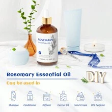 HIQILI HIQILI Rosemary Essential Oil, 100mL/3.38 Fl.Oz. Pure Plant Essential Oil For Hair Care &Skin Care, Add To Shampoo To Make Hair Soft & Shiny Body Wash DIY Candles