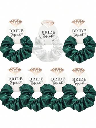 7pcs/Set Wedding Season Soft & Smooth Hair Ties In Green/Pink/White, Bridal Shower Bridesmaid Gift, Damage-Free Hair Tie For Women Ponytail