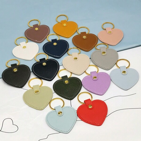 4pcs/12pcs DIY Crafts Ornament Heart Shaped Creative Leather Keychain Leather Love Pendant Keyring Stylish Key Rings Bag Accessory Chic Backpack Charm Car Key Holder Birthday Gifts, Party Favors Valentines