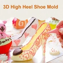 女士 3D 高跟鞋模具，DIY 果冻、巧克力烘焙工具，翻糖婚礼蛋糕装饰，带 2 个夹子，适合情人节、婚礼情人节情人节装饰情人节情人节情人节情人节礼物 - 無色 - 查看 6
