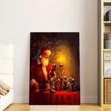 1 Canvas Poster Santa Claus And Scene Poster Canvas Printing Modern Art Autumn Decoration Wall Art 1 Pc Wooden Framed Canvas Painting Thickness Cm/0.9inch High Quality Wall Art Prints Poster Direct Hanging Wall Picture Decor For Home Gifts, Gift, Living Room, Bath Room, Bedroom, Kitchen