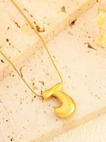 1 Pezzo Collana pendente con 26 lettere in acciaio inossidabile, di stile semplice e alla moda, classico e senza tempo, adatto per uso quotidiano, come regalo, per feste o festival musicali