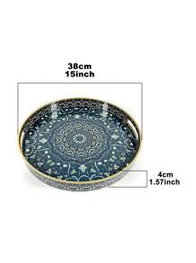 Decorative Tray Plastic Serving Tray With Handles, Round Shape Desk Top Storage Trays, Rectangle Breakfast Service Tray For Coffee Table Decorations, Kitchen Storage Organizer Tray Green - Multicolor - View 14