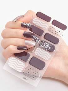 4 件套优雅温和美甲贴纸，全指甲光泽抛光贴花，可拆卸自粘指甲贴 - 彩色 - 查看 3