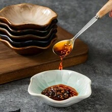 1/6 piezas Conjunto de salseras japonesas de cerámica - Pequeños platos con acabado esmaltado creativo para condimentos y encurtidos, perfecto para uso en la cocina del hogar - Multicolor - Ver 8