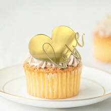5pcs Gold Acrylic LOVE Cake Decoration,For Wedding Valentine's Day Party Cupcake Topper Decoration Supplies