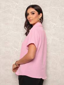 Short Sleeve Shirt In Dune Fabric - Pink - View 4