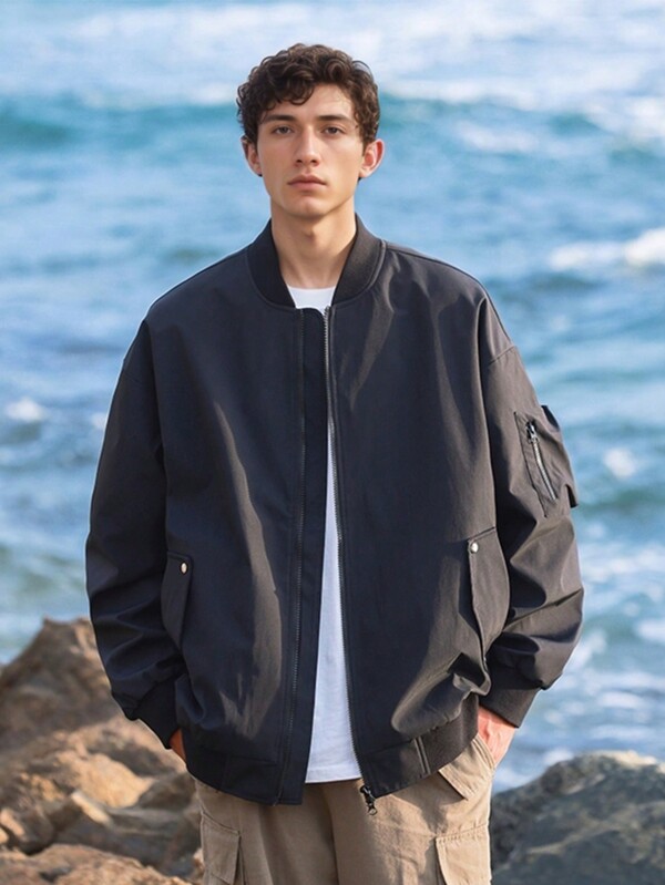 1pc Men's Outdoor Windproof Boyfriend Gift Flight Jacket,Suitable For Spring And Autumn Travel, Hiking(S-XXL)