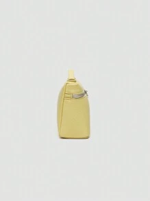 1 pieza Bolso bandolera cuadrado de unicolor con textura de grano de litchi en PU, pequeña cartera para mujer, adecuado para combinar con atuendos de moda diarios