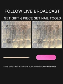 10pcs Reusable Press-On Gradient Pink Crystal Manual Artificial Nails, 3D Fake Nails For DIY Art Decoration, Reusable Nail Tips With Adhesive Sticker - Reusable Fake Nails And Accessories For Party/Date/Event, With Nail File Set, Long Trapezium Shaped Fake Nails - Pink - View 5