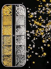 1Box 3D Mixed Sizes Nail Art Studs Gold Silver Mini Metal Caviar Nails Beads Ball Nail Nest Nails Rivets Jewelry For Women Girls Manicure Nails Supplies Diy Crafts Decorations Nail Charms Nail Gems - Multicolor - View 3