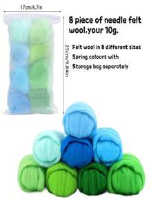 1 Conjunto Roving de Lã Colorida, Combinação de 8 cores de Fibra de Lã de 10g, Kit de Material para Feltrar Lã, Brinquedos de Feltro de Lã DIY (Embalagem Aleatória de Zíper/Saco a Vácuo)