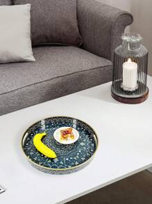 Decorative Tray Plastic Serving Tray With Handles, Round Shape Desk Top Storage Trays, Rectangle Breakfast Service Tray For Coffee Table Decorations, Kitchen Storage Organizer Tray Green - Multicolor - View 6