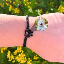 1pc Customized Pet Photo Projection Bracelet, Woven Photo Projection Bracelet, Round Projection Bracelet, Animal Shaped Photo Projection Bracelet, Suitable As Gift For Relatives, Friends And Family