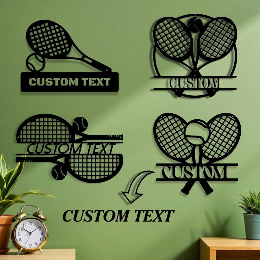 [Hecho a medida] 1 pieza de decoración de pared para amantes del tenis, decoración de pared interior/exterior, arte de pared exterior - Artesanía de decoración del hogar, regalo ideal para parejas, padres, amigos, cartel de cancha de tenis, placa decorativa - Multicolor - Ver 1