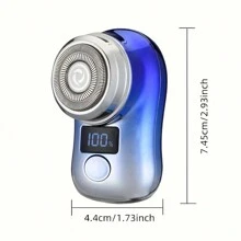 220mAh USB Rechargeable Electric Shaver For Men, Digital Display, Compact & Portable, Suitable For Business Travel And Men's Holiday Gift - Blue - View 4