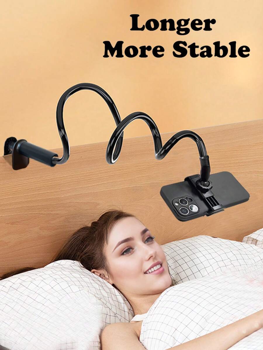 360° Rotatable Bedside Phone Holder, Hands-Free, Stable, Soft Grip Long Arm Clamp Phone Stand