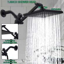Matte Black Shower Set - Size 3 Without Extension Arm - Size 2 Without Any Bathroom Accessories - Black - View 5