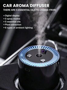1 porta USB adequada para umidificador de aromaterapia Pruk Color em quartos, salas de estar, escritórios e carros - melhora o ambiente e a qualidade do ar por meio de luzes LED e névoa calmante Máquina de aromaterapia inteligente montada em carro
