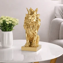 1 pezzo Statuetta del re leone con corona, stile nordico, decorazione per casa e studio, statuetta da collezione, adatta per decorazione della casa, camera da letto, ufficio e studenti, il miglior regalo di Natale