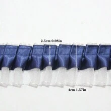 Double Layer Transparent Tulle Fabric With Pleated Ruffled Edges, Polyester Fabric Lace Trim For DIY Doll, Sewing And Craft Projects