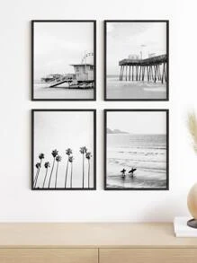 Black And White Beach - Decorative Wall Art Print - Multicolor - View 2