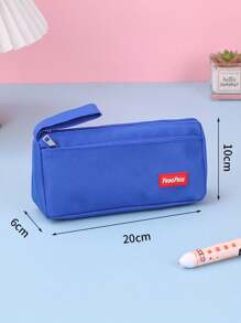 1pc Large Capacity Solid Color Pencil Case, Boys And Girls' School Stationery Bag