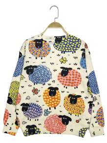 Fashionable New Digital Printed Sheep Animal Pattern Pullover Long Sleeve Sweater, Round Neck Women Knitwear, Suitable For Autumn And Winter - Apricot - View 4