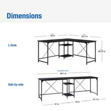 Mainstays Two-Way Convertible Desk With Lower Storage Shelf, White Finish And Black Metal Frame - Black - View 4